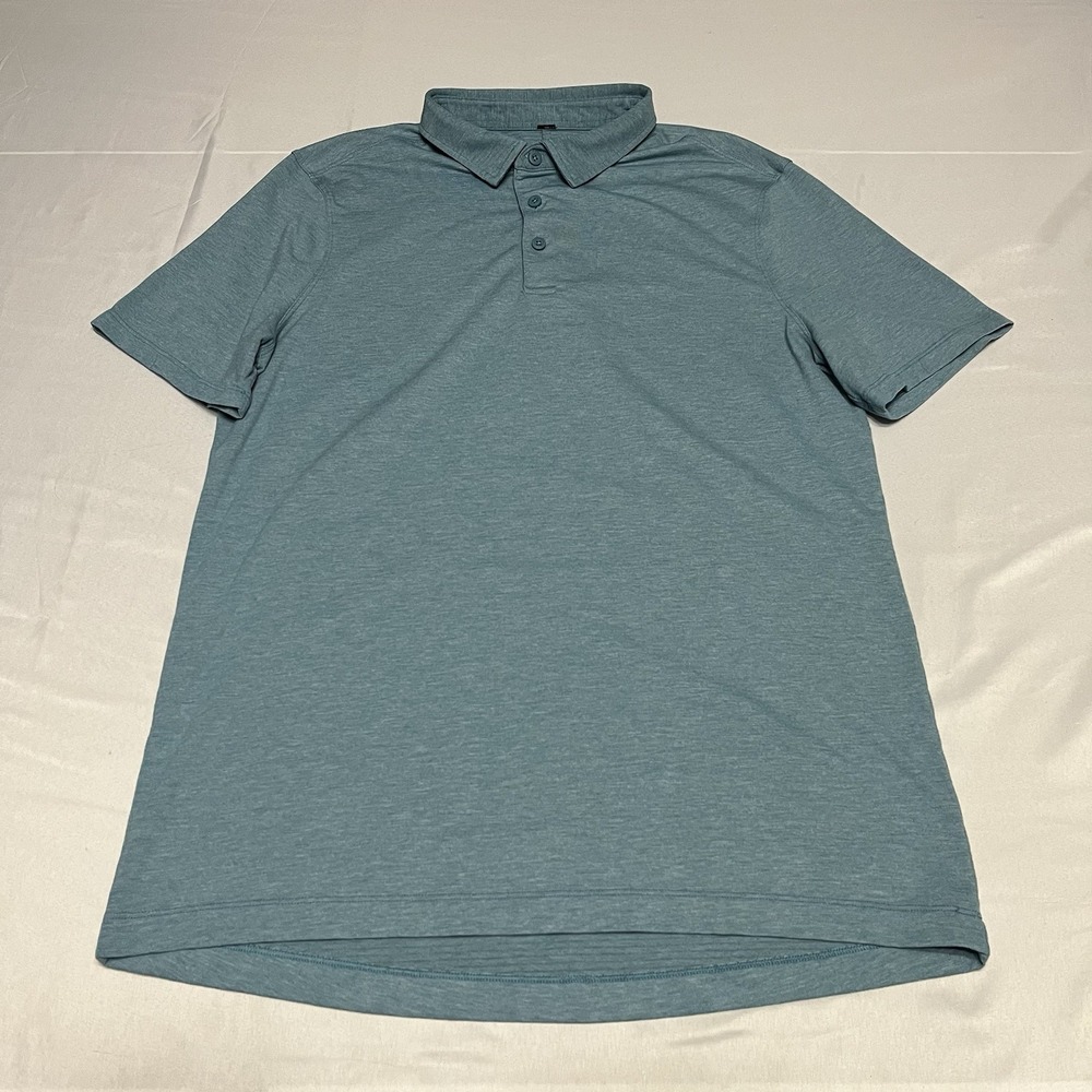 Lululemon Evolution Polo Shirt Men's Large Blue Heathered Lightweight Golf